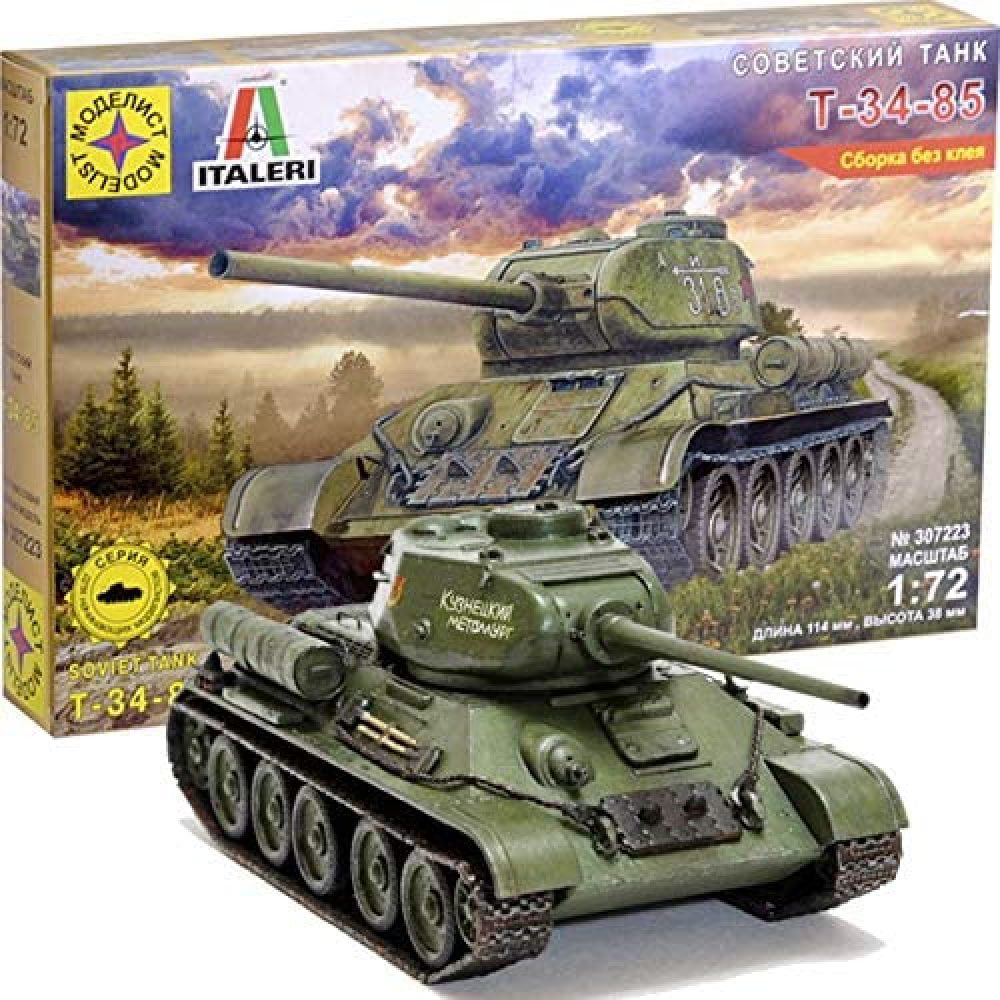 T 34 85 Soviet WWII Medium Tank Russian Model Kits Scale 1:72 Assembly Instructions in Russian Language 