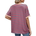 thumbnail image 6 of UVN Striped Tops for Women Summer Short Sleeve T Shirts Casual Crewneck Color Block Shirts, 6 of 10