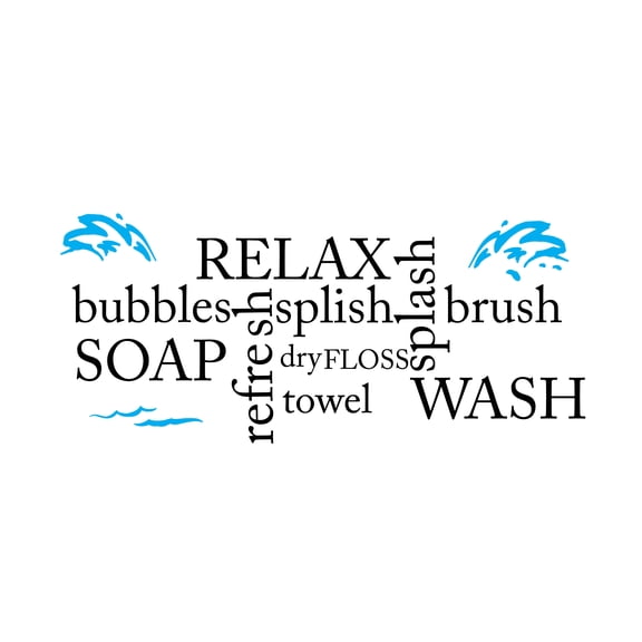 HYGIENE - Home Art Keeping Clean Words Decoration Sticker Personal Hygiene Product List Design Water Splash Vinyl Kids Room Bathroom Wall Decal 10" x 4"