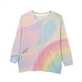 thumbnail image 4 of Ruyang Girls Rainbow Shirts Kids Tie Dye Long Sleeve Basic Layer T-Shirts Winter Crewneck Pullover Sweatshirts Pockets, 4 of 4