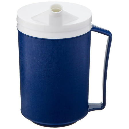 Sammons Preston Insulated Mug with Snorkel Lid, Durable Container for Hot and Cold Liquid Beverages, Tea, Smoothies, 12 oz Blue Travel Coffee Cup with Lid for Elderly, Disabled, Handicapped, Weak