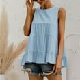 thumbnail image 4 of Linen Pants Suits for Women 2 Piece Pants Sets Women 2 Piece Outfits Clothing Set Female Round Neck Short Sleeve Tops Pants Sets Trousers Pant Style S_676 Women's Tracksuits Blue S, 4 of 9