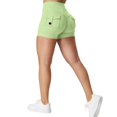 thumbnail image 3 of Women's High-Waisted Scrunch Butt Shorts with Side Pockets and Stretchy Waistband, Buttery Soft Fabric for All Day Comfort Green XL, 3 of 6