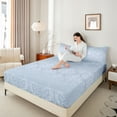 thumbnail image 4 of jejeloiu Damask Floral Twin 3-Piece Sheet Set,Blue Baroque Victorian, 4 of 7