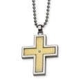 thumbnail image 1 of Collier Croix en Acier Inoxydable Plaqué Or 14k avec Accent Diamant 22 Po, 1 of 3