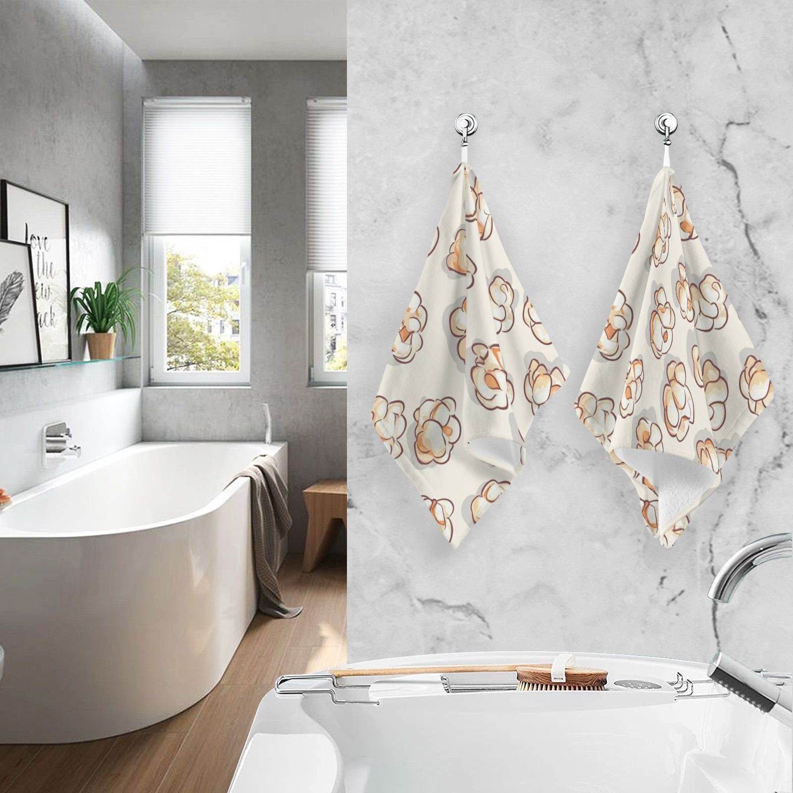 Many Popcorns Hand Towels Cotton Bath Towels Large Face Towels Absorbent for Bathroom 2 Packs