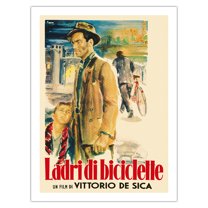 Bicycle Thieves (Ladri Di Biciclette) - Vintage Italian Film Movie Poster by Ercole Brini c.1948 - Bamboo Fine Art 290gsm Paper Print (Unframed) 24x32in