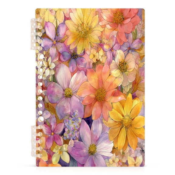 A5 Spiral Notebook 60 Sheets Diary Removable & Adjustable Wire Binding Journey Note 80g Paper Summer Blossoms 1PCS