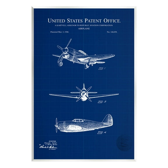 Stupell Industries Airplane Diagram Blueprint Chart Graphic Art Unframed Art Print Wall Art, Design by Karl Hronek