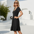 thumbnail image 7 of SOMER Women’s Dress Square Neck Sundress Short Sleeve Formal Ruffle Flowy Business Casual Midi Dress with Pockets 2026 Spring Black XL, 7 of 7
