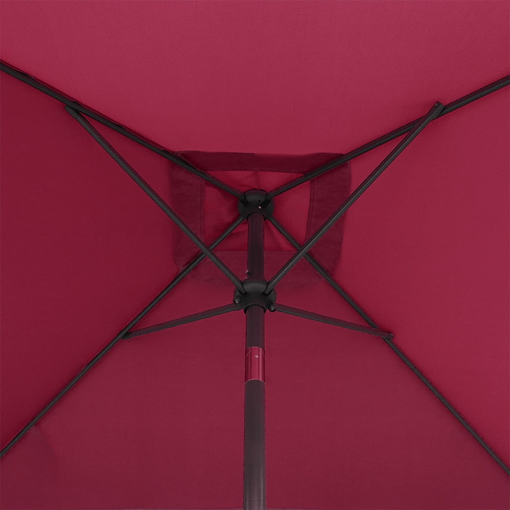 Ultrashades 6.5 ft Square Outdoor Patio Market Umbrella with Push Button Tilt and Crank Handle, Burgundy
