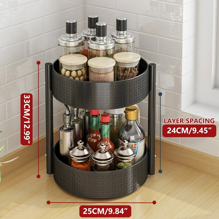 Turntable Organizer, 3-tier Rotating Kitchen Storage Rack With Non