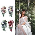 thumbnail image 4 of Qarigey Ramo de boda de flores artificiales, realista y duradero, amplia aplicación Ropa, zapatos y accesorios Miscelánea Vino tinto añejo, 4 of 6