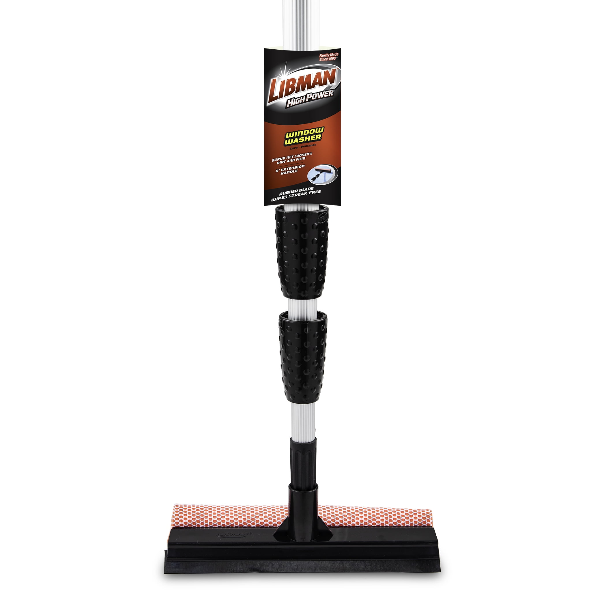 Libman Black and Red Telescopic Window Washer, Squeegee and Sponge Combination