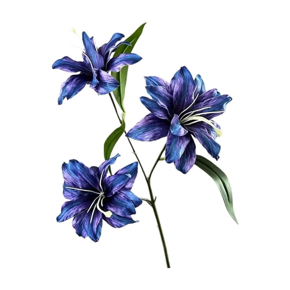 WWG Artificial Flowers for Outdoors, Vintage Oil Painting Texture Fabric Lily, Lifelike Blooms with Flexible Stems for Fall Home Decor, Office Decor, Garden Decor, Includes 1pc