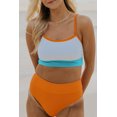 thumbnail image 1 of Women's Orange Color Block Spaghetti Strap High Waist Bikini Swimsuit, 1 of 5