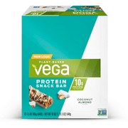 Vega Plant Protein Snack Bar, Coconut Almond, 10g Protein, 12 Ct
