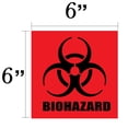 thumbnail image 2 of Biohazard Warning Label, 6" x 6", Pack of 12 Labels, Coated Paper, Red-Orange Universal Biohazard Symbol Sticker, Self-Adhesive, 2 of 7