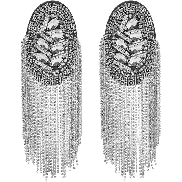 Hombreras de moda con borla, insignia de hombro de hierro, borla desmontable, cadena, charreteras metálicas con cuentas, flecos estilo punk para chaquetas
