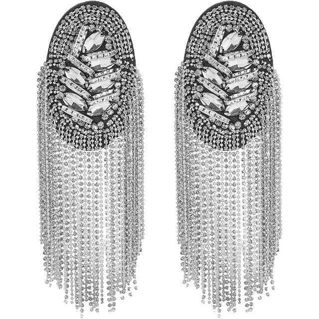 Hombreras de moda con borla, insignia de hombro de hierro, borla desmontable, cadena, charreteras metálicas con cuentas, flecos estilo punk para chaquetas