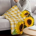 thumbnail image 3 of Spring Sunflowers Blanket Soft Cozy Warm Throw Blanket for Couch, Plush Fuzzy Flannel Fleece Blankets for Sofa, Yellow White Plaid Farmhouse Rustic Bed Blankets Lightweight Gifts for Women, 40"x50", 3 of 9