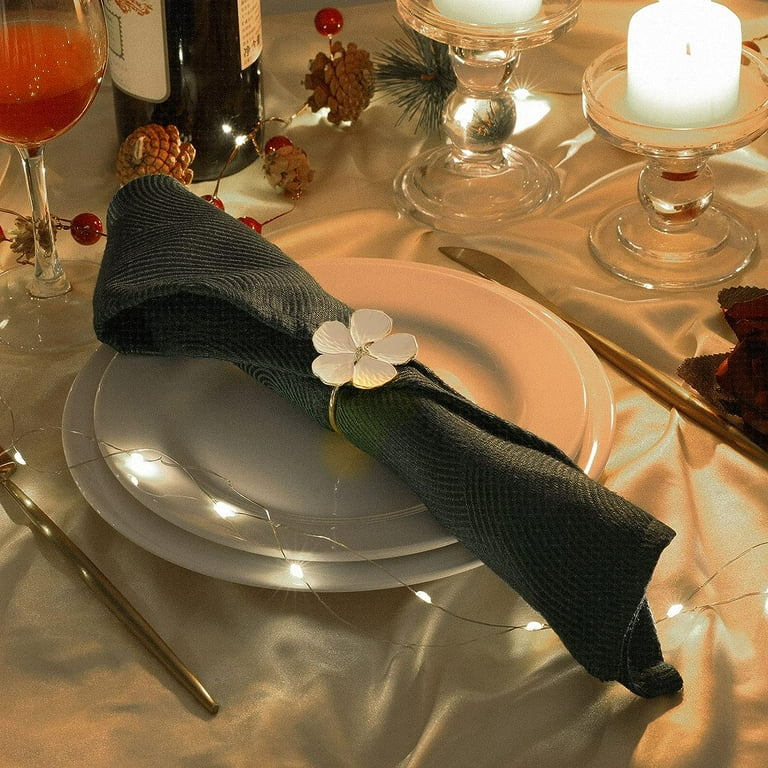 Holzlrgus Napkin Rings Set of 6 Flowers Napkin Ring Holders Dinner Tables Rings Elegant Ornament Table Setting Decoration for Wedding Christmas