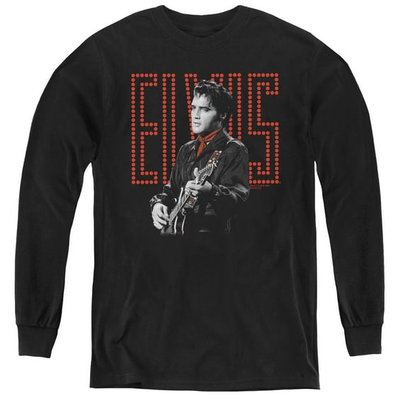 Elvis Presley Red Guitarman Youth Long Sleeve T-Shirt Black