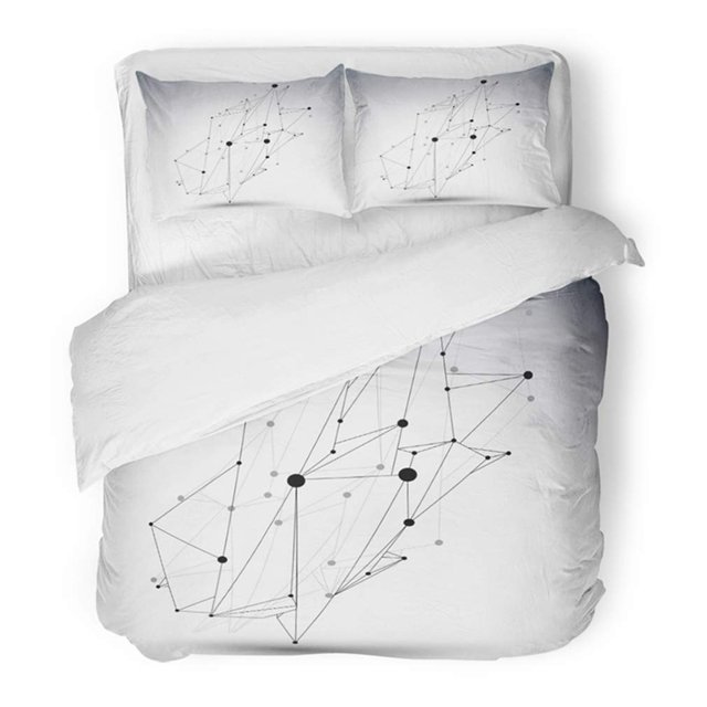 Juego de Ropa de Cama de 3 Piezas ABPHQTO Forma Tecnológica Espacial Poligonal Estructura Metálica Color Único