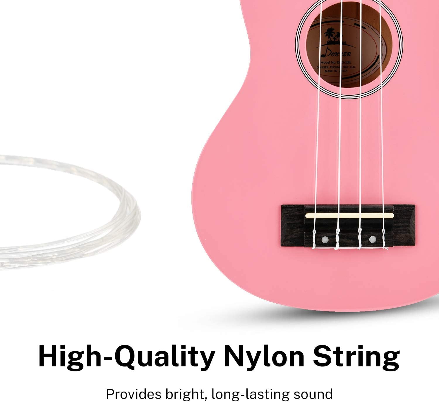 Donner Soprano Ukulele Beginner Kit for Kid Adult Student with Online Lesson 21 Inch Ukelele Bundle Bag Strap String Tuner Pick Polishing Cloth, Rainbow Series-Pink Color DUS-10K