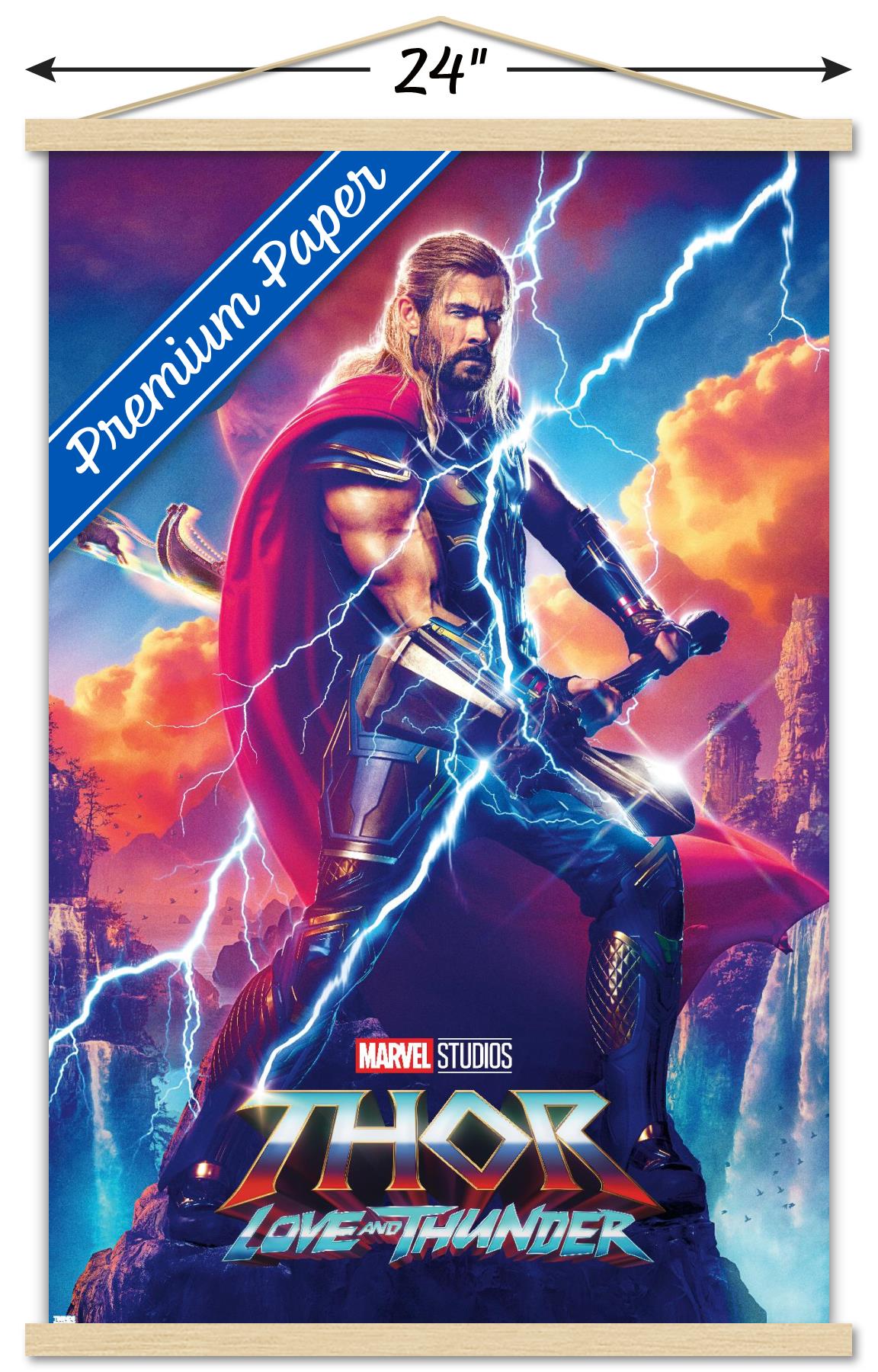 Marvel Thor: Love and Thunder - Thor Odinson One Sheet Wall Poster with Magnetic Frame, 22.375" x 34"