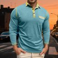 thumbnail image 2 of Polo Shirts for Men Casual Solid Collared Classic Long Sleeve Top Mens Loose Blouses, 2 of 6