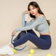 thumbnail image 3 of Ropa de yoga con espalda de belleza para mujer, Camiseta deportiva ajustada y transpirable con ombligo descubierto, Camiseta deportiva de manga larga para otoño e invierno, 3 of 5