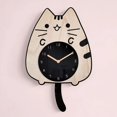 thumbnail image 2 of Relojes de gato con cola y ojos oscilantes, reloj de dibujos animados de madera, reloj de pared oscilante creativo y silencioso con cola de gato meneando, 2 of 5