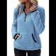 thumbnail image 2 of Sudadera Informal de con Cremallera de un Cuarto para Mujer, Larga, Ligera, Suave y Afelpada, con Bolsillos. Azul M, 2 of 8