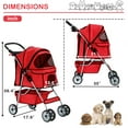 thumbnail image 5 of YRLLENSDAN 4 Wheels Dog Strollers Pet Strollers Cat Strollers with Cup Holder & Removable Liner Waterproof Doggy Stroller for Small Medium Dogs, Red, 5 of 7