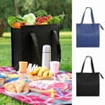 thumbnail image 5 of 1pc Thermal Bag Textured Non-woven Insulated Cooler Bag with Front Pocket, Zipper Closure for Camping Picnic, 5 of 8