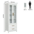 thumbnail image 5 of Gzxs Storage Cabinet Display Cabinet with Glass Doors & 2 Drawers, Trophy Cabinet with 4-Tier Shelves, for Living Room Home Office White (23.6"L x 15.7"W x 63"H), 5 of 10