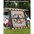 thumbnail image 3 of 4th of July RV Awning Sun Shade Screen 9'X7' Rustic American Barn Star Stripes Mesh Sunscreen Wood Grain Awning Shade Screen with Zipper UV Blocker Completed Kits for RV Motorhome Camper, 3 of 7