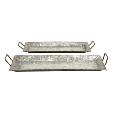 - DecMode Decorative Metal Galvanized Trays - Set Of 2