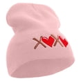 thumbnail image 4 of Cute Valentines Day Logo Embroidered 8 inch Acrylic Short Beanie - Pink OSFM, 4 of 5