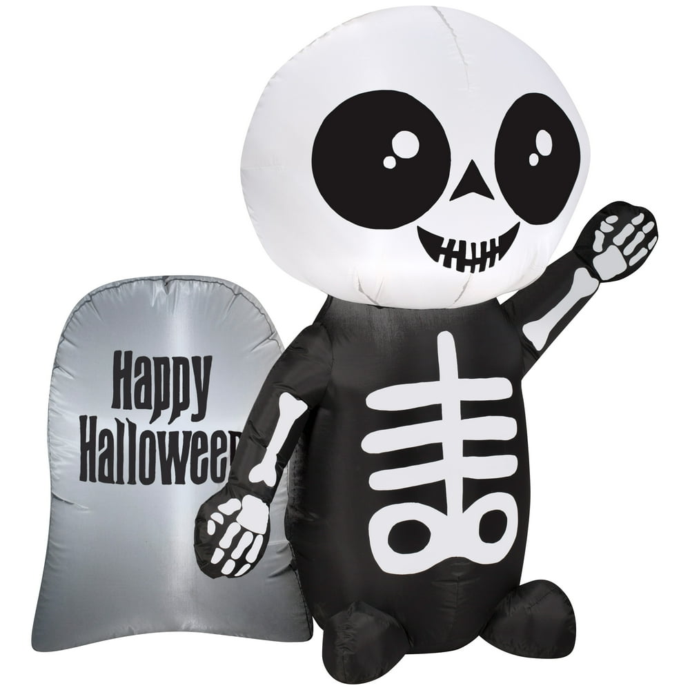 Halloween Airblown Inflatable 4ft. Skeleton and Tombstone Scene by
