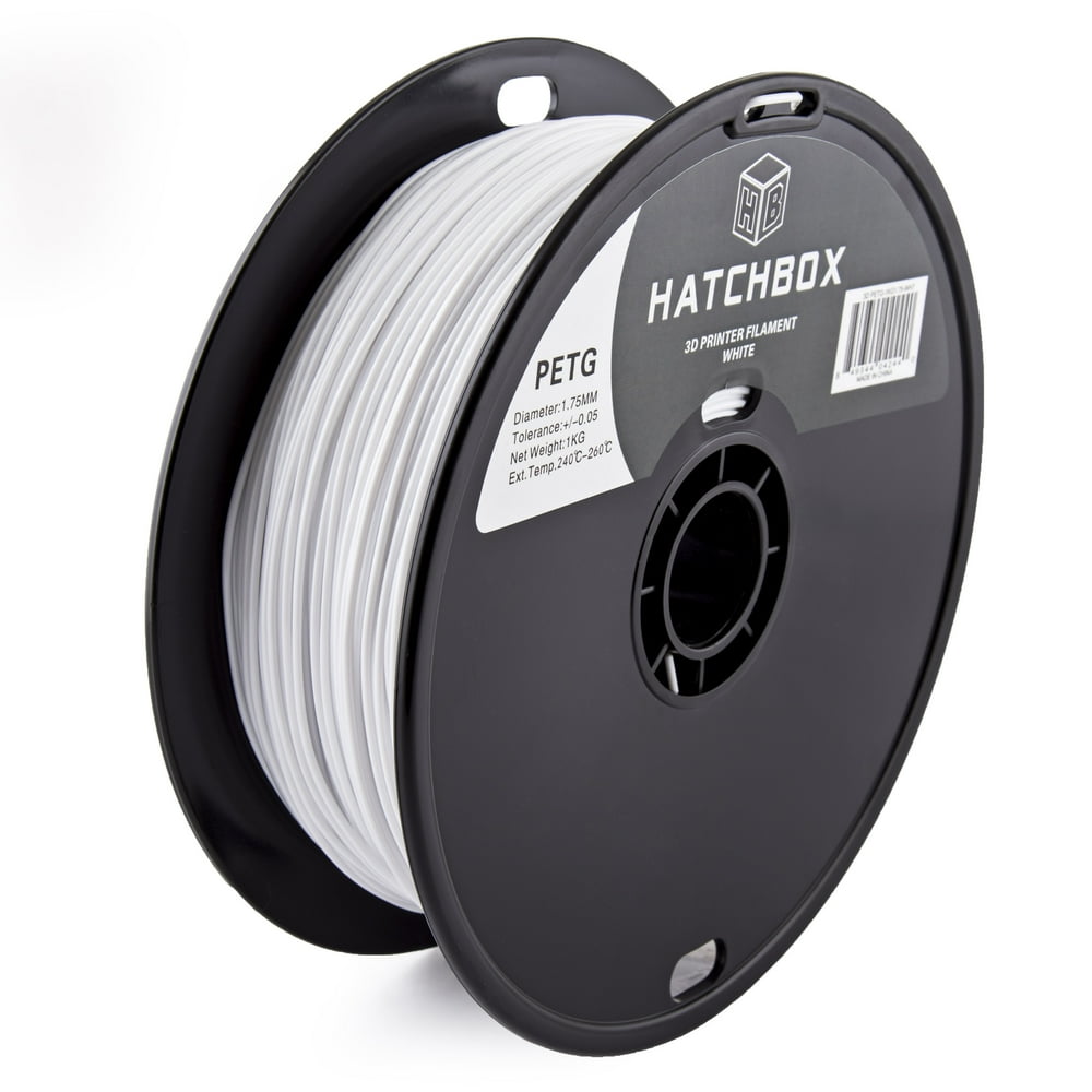 HATCHBOX 3D PETG1KG1.75WHT PETG 3D Printer Filament, Dimensional