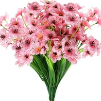 TETOU 6 Bundles Artificial Violets Flowers Outdoor UV Resistant Fake Flowers (Pink)