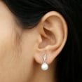 thumbnail image 6 of Rosec Jewels Minimal Drop Earrings with Freshwater Pearl and Diamond - 8 mm - AAA Grade, 18K White Gold, 6 of 8
