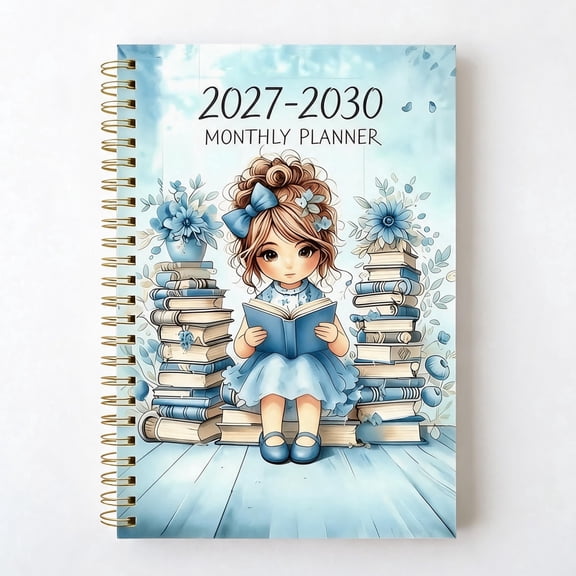 2027‑2030 4‑Year A5 Spiral Bound Monthly Planner, 48‑Month Agenda Organizer, With Annual Calendar & Monthly Tabs, Cute Girly Cover, Schedule Notebook for Home Office School Use