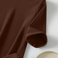 thumbnail image 5 of Women's Dressy Casual Tops Ribbed Knit Tee Blouses Soft Mock High Neck Short Sleeve Spring Summer Clothes (L, Brown), 5 of 7