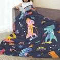 thumbnail image 6 of Honeii Cartoon Dinosaur Scooter Sport Blue Print Fleece Blanket - Throw Blanket for Bed, Sofa, Couch, Camping, and Travel , Microplush Ultra Soft Warm Blanket-80"x60", 6 of 7
