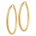 thumbnail image 2 of 14K Diamond-cut 2.8x46mm Hollow Hoop Earrings, 2 of 3