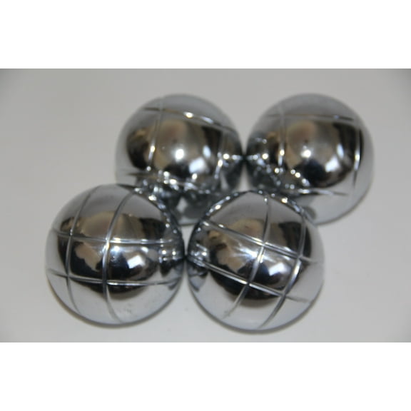 Replacement 73mm Metal Bocce/Petanque Silver Balls - Pack of 4 with Mix of Small and Large Criss Cross Patterns