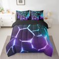 thumbnail image 2 of Erosebridal Teens Geometry Bed in a Bag Twin size, Futuristic Abstract Bed Set, Striped Decor, Reversible 7pcs, 2 of 5